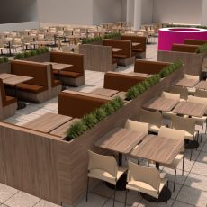 Tornando a experiência gastronômica completa: Cadeiras e mesas para refeitório, restaurante e sofá booth para lanchonetes