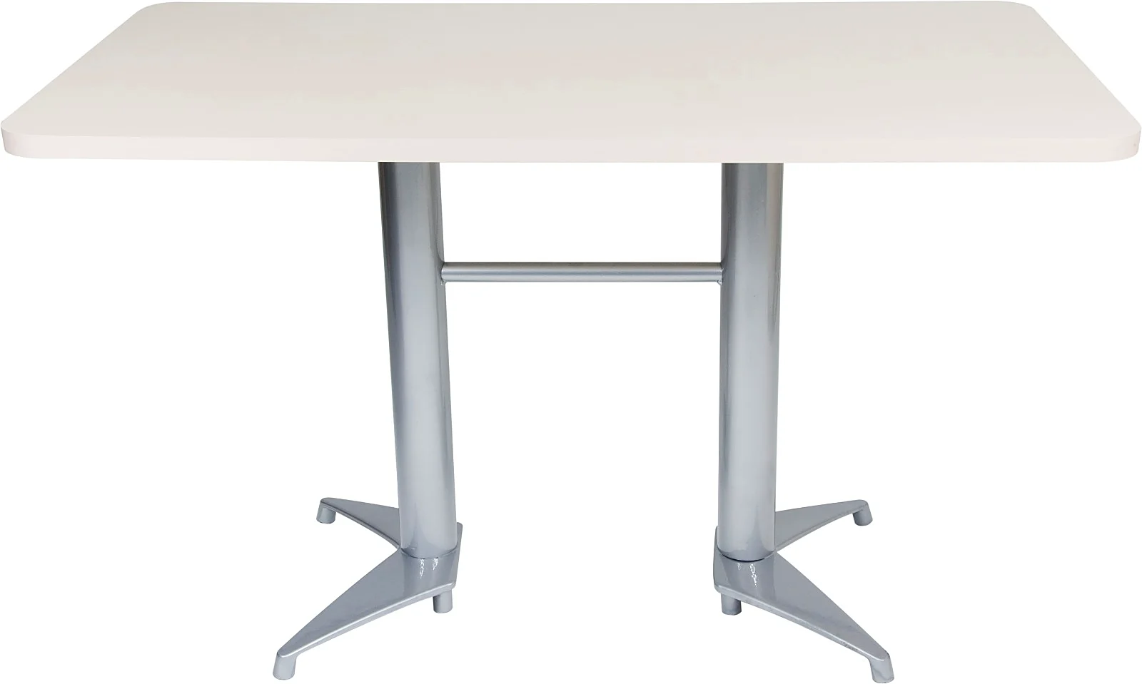 Mesa retangular com tampo branco e base dupla em alumínio, Chair & Table