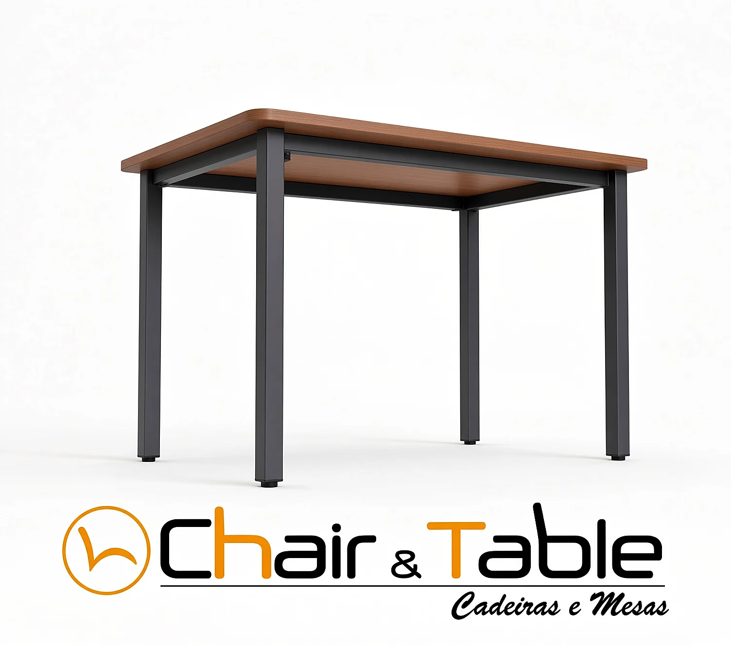 Mesa retangular com pé em aço e tampo em madeira, para restaurante, Chair & Table