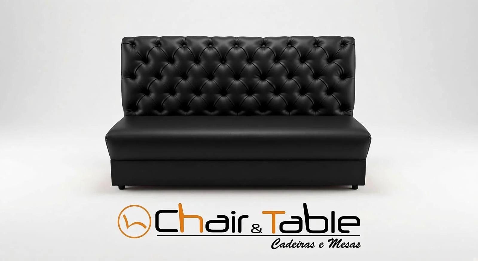 Sofá booth capitonê preto, sem mesa, estofado para restaurante, Chair & Table