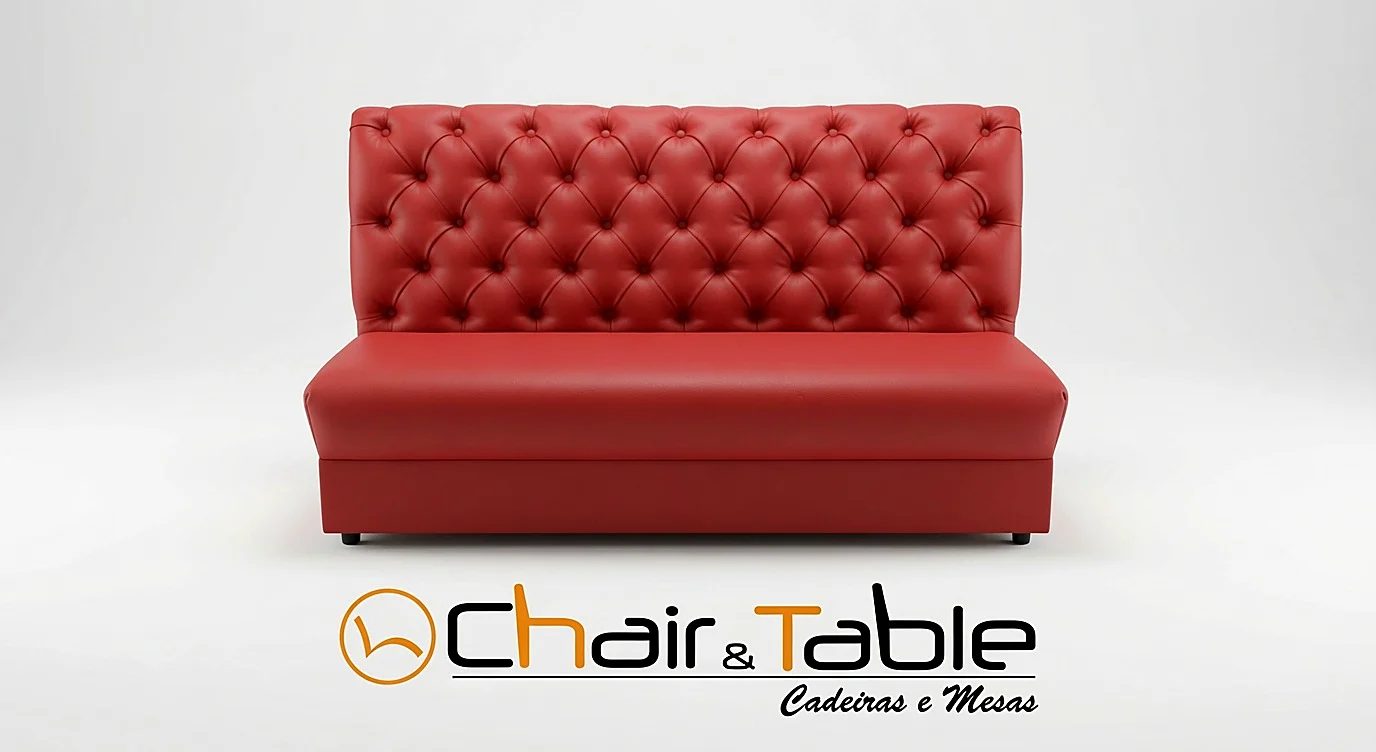 Sofá booth capitonê vermelho, sem mesa, estofado para restaurante, Chair & Table